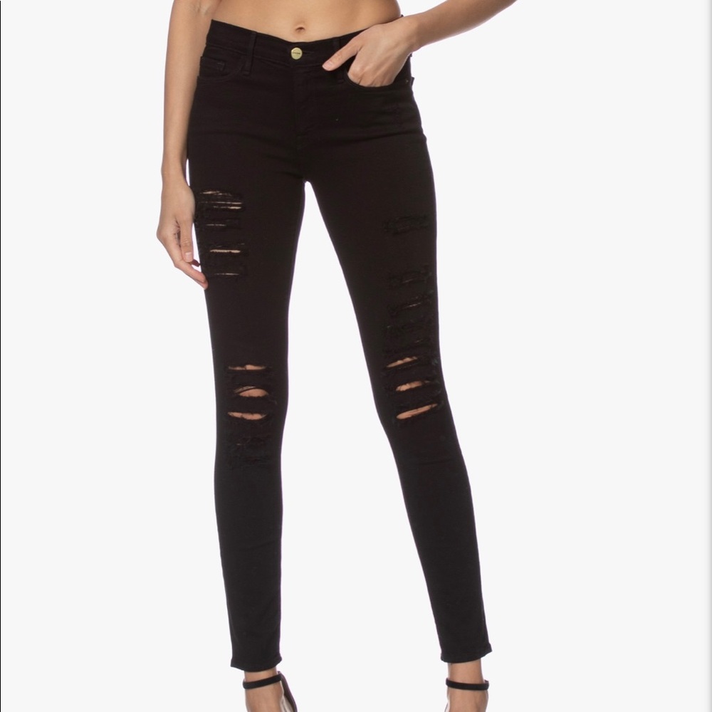 Frame Le Skinny De Jeanne Riped Jeans
